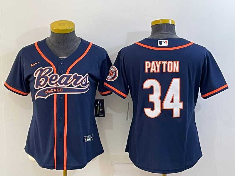 Women's Chicago Bears #34 Walter Payton Navy With Patch Cool Base Stitched Baseball Jersey,We sell and wholesale Women's Chicago Bears #34 Walter Payton Navy With Patch Cool Base Stitched Baseball Jersey on line form chian!